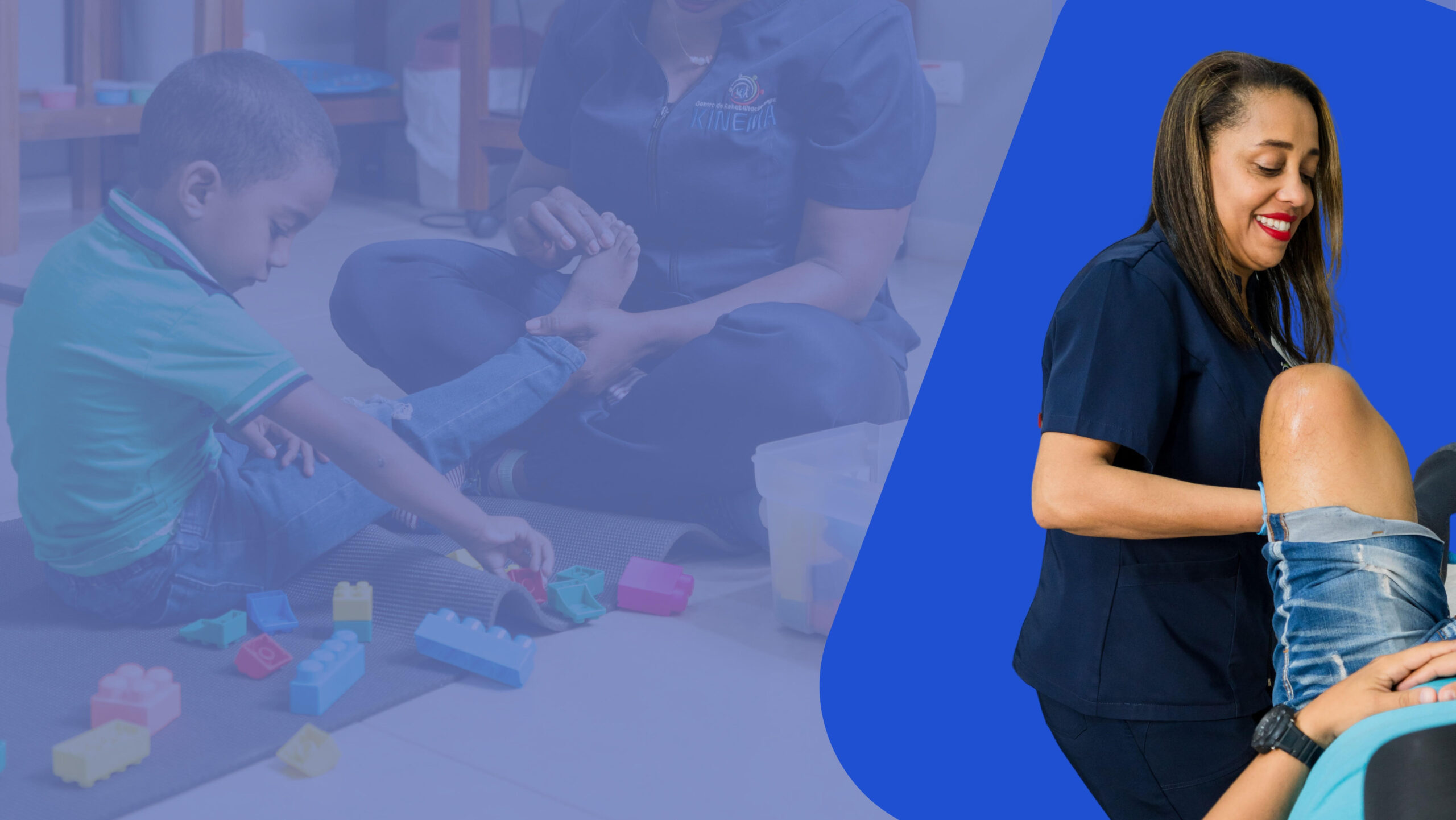 Profesionales de Kinema brindando terapia de rehabilitación
